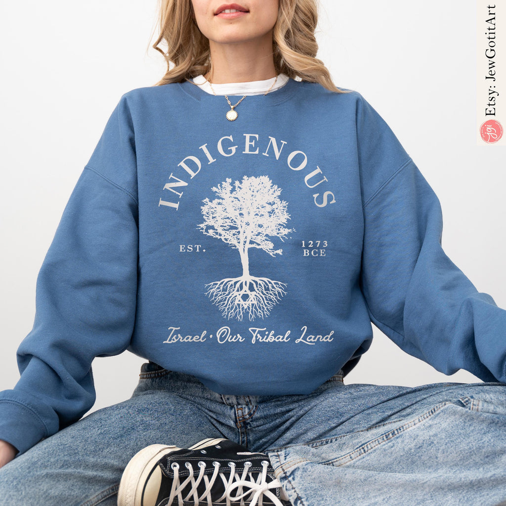 Indigenous Israel Tribal Land Sweatshirt & T-Shirt | Jewish Gift Est. 1273 Am Yisrael Chai Shirt Israel Shirt Tree Graphic Star of David
