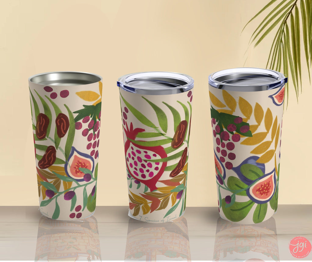 Tumbler 7 Species of Israel, Fruits of the Holyland | Fruits, water bottle, tumbler, travel mug, stainless Steel, Tumbler Cup, gift for her