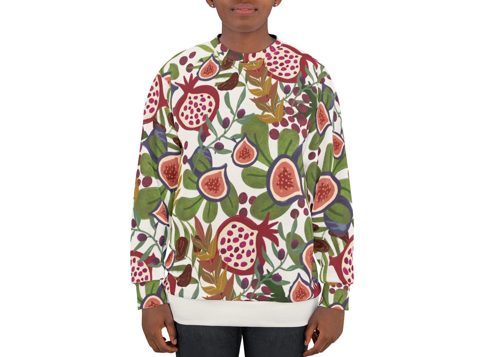 7 Species of Israel Sweatshirt or T-Shirt Am Yisrael Chai Graphic AOP Jewish Holiday Gift Israeli Artist Design Fruit Shirt Jewish Holiday