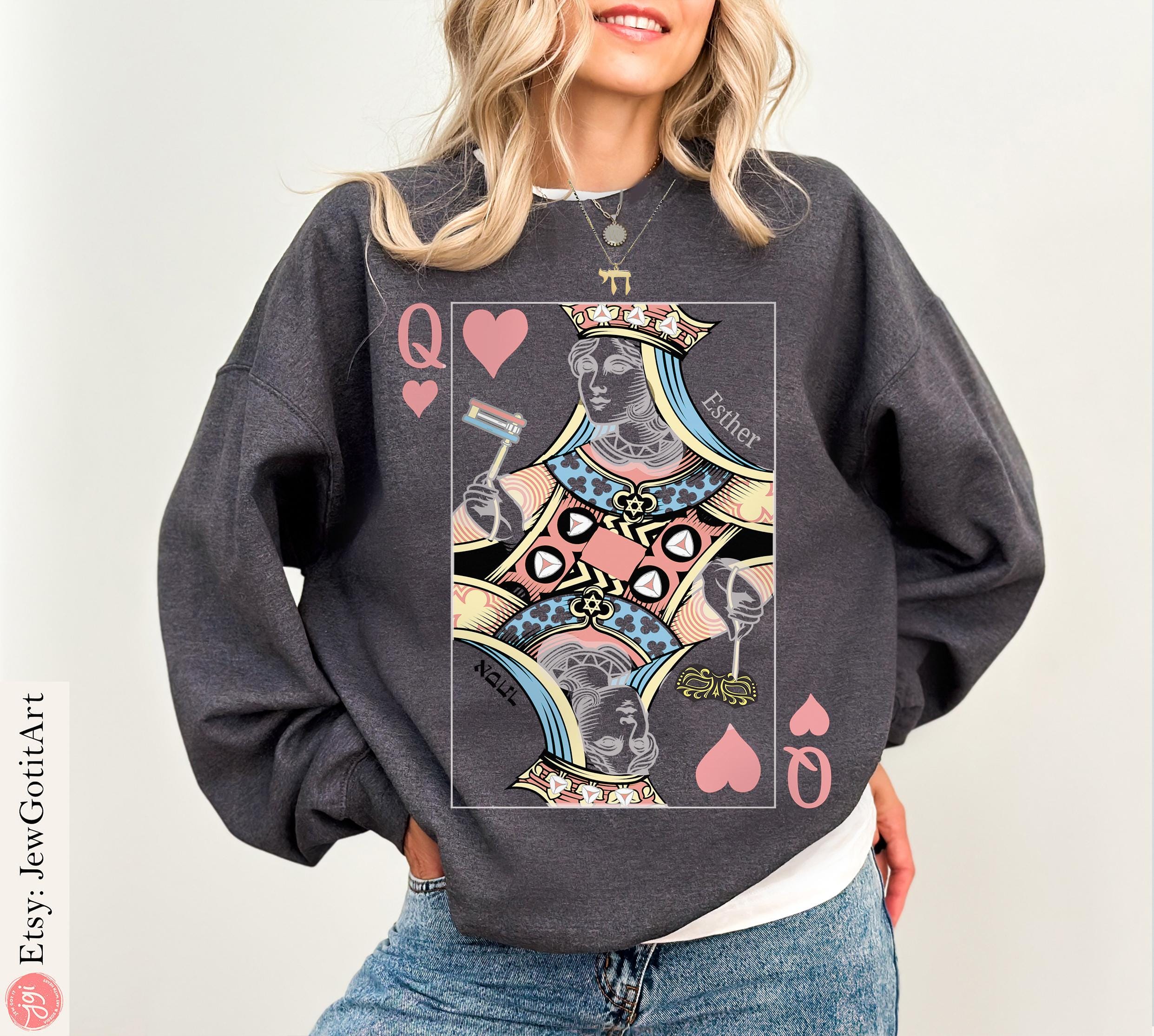 Queen Esther Hoodie Sweatshirt T-Shirt Purim Purim Costume by Israeli Artist Perfect Jewish Holiday Gift Am Yisrael Chai Queen Card Shirt
