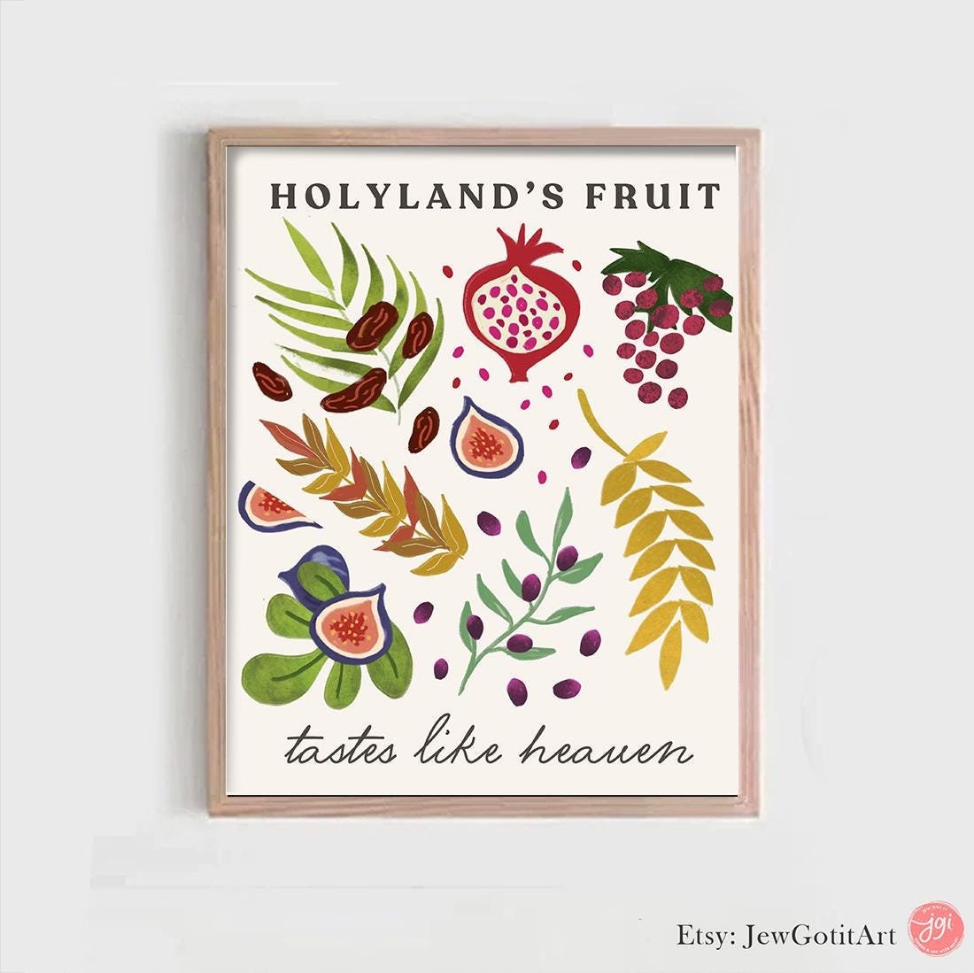 7 Species of Israel Wall Art Fruits Israel Holyland Am Yisrael Chai Jewish gift Israeli Artist Gift Jewish Gifts Art Poster Israel Art Gifts