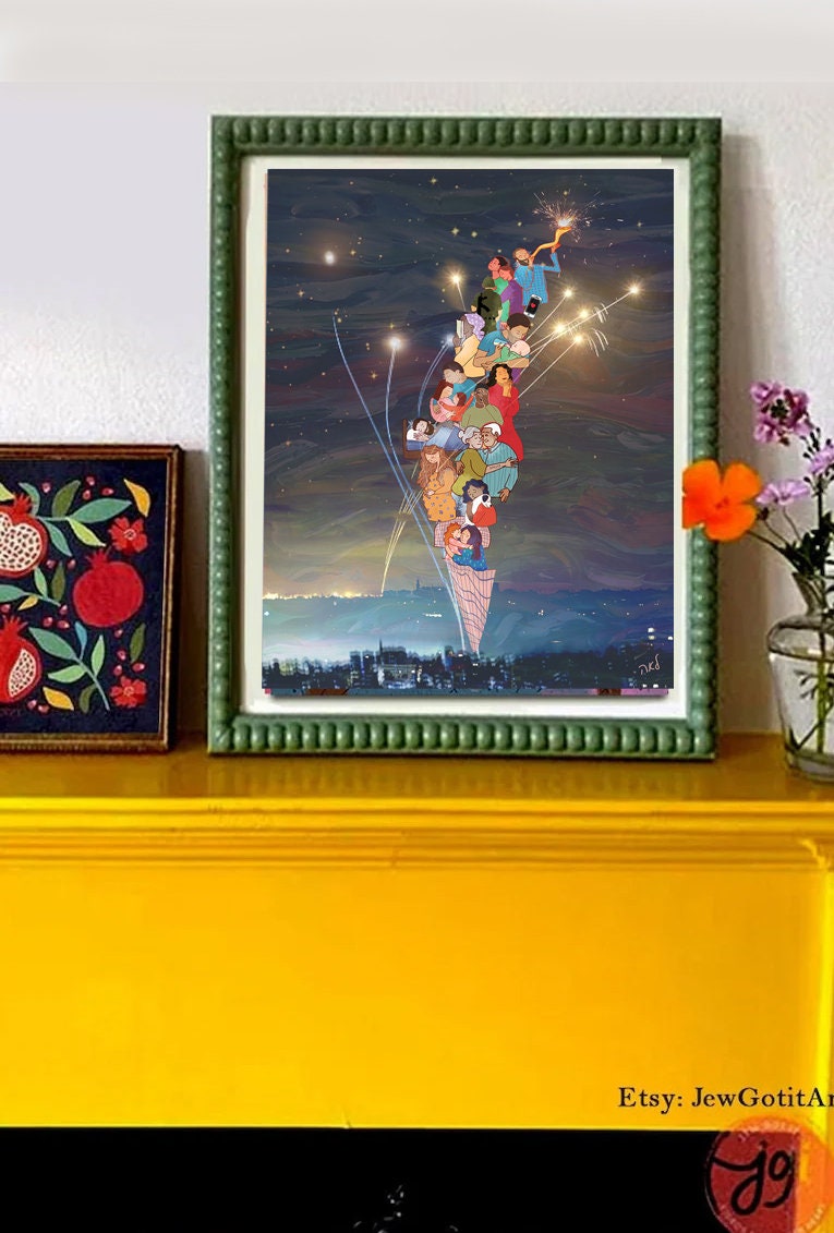 Miracles At Midnight in Israel Wall Art Israeli Artist Jewish Art Wall Poster Israelite Shema Yisrael Am Yisrael Chai Family