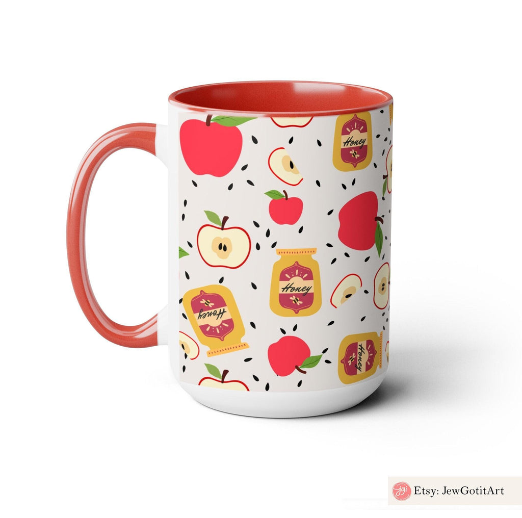 Rosh Hashana Apple Honey Mug Accent Coffee Mugs 11 oz 15 oz red blue Am Israel Chai jewish gift Israelite Israeli Rosh Hashanah gifts