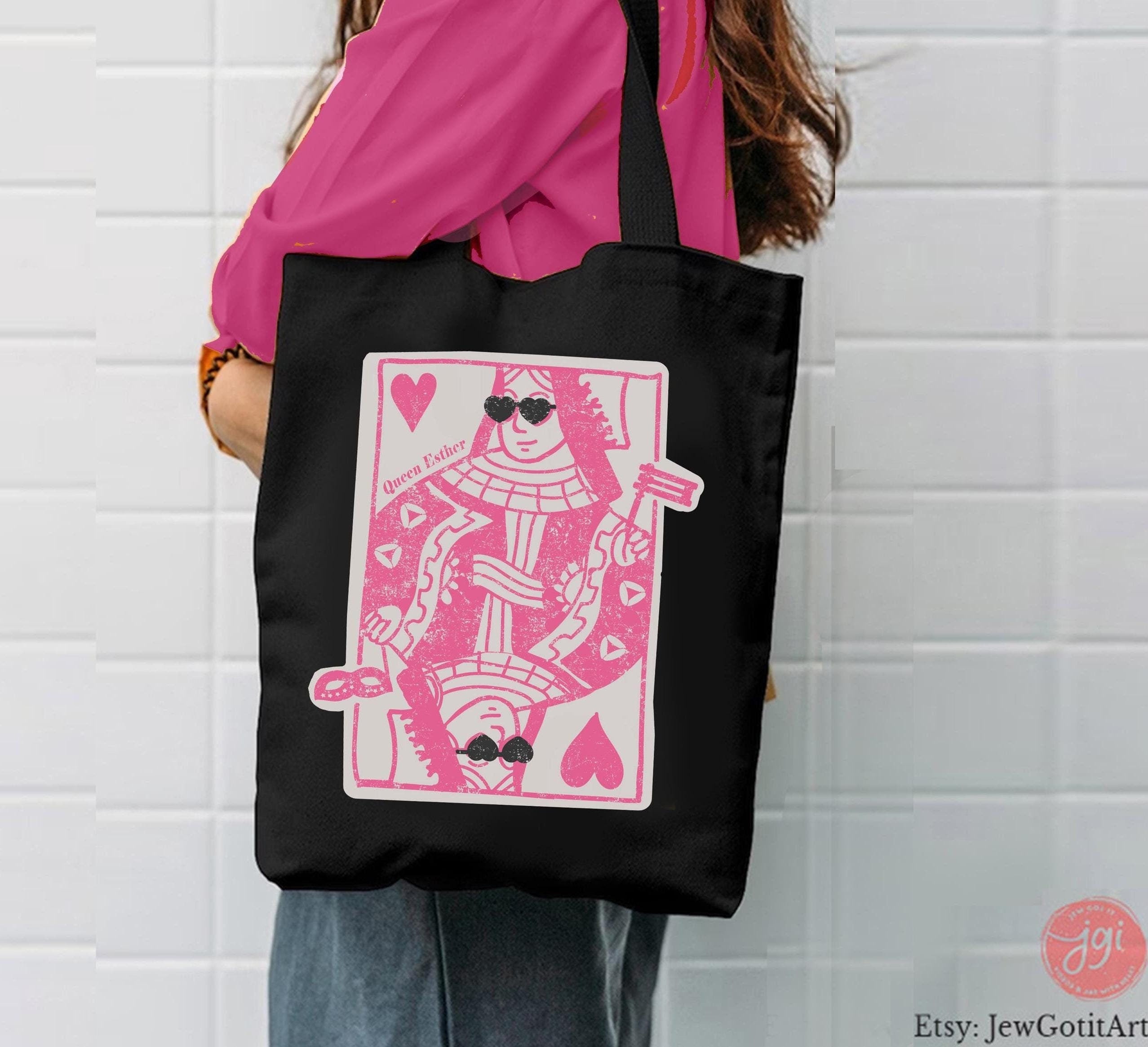 Purim Tote Bag Mishloach Manot Queen of Hearts Queen Esther Hamantaschen Jewish Gift Israeli Am Yisrael Chai Megillah Costume Purim Holiday