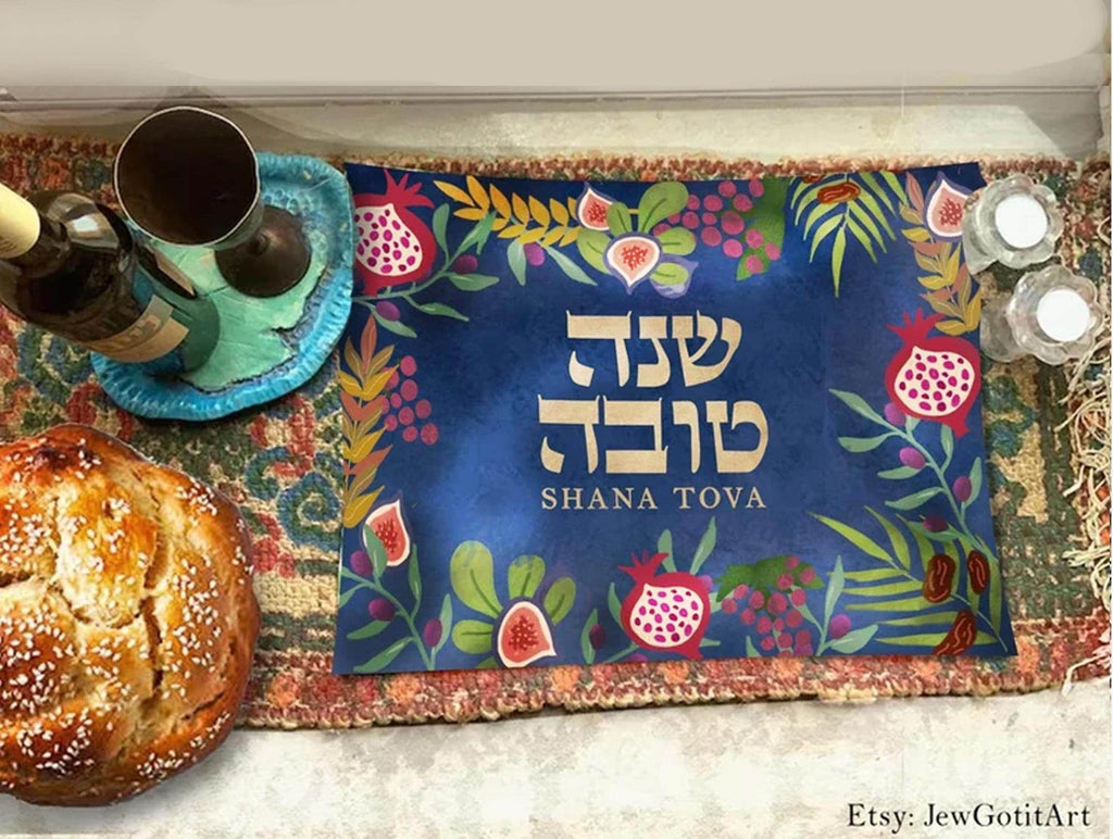 Challah Cover Shana Tova Personalized Gift 7 Species Israel Table Runner Jewish Art Israel Decoration Customized Holiday Decor Jewish gifts