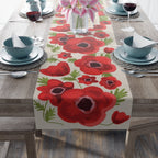 Personalized Passover Kalanit Table Runner Jewish Art Israel Gift Red Poppy Seder Flower Decoration Customized Pesach Decor Israeli Artist