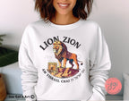 Lion Zion Am Yisrael Chai Sweatshirt Unisex Crewneck Sweatshirt, Israel, Jewish gift, jewgotitart, hanukkah, proud jew, israelite pride