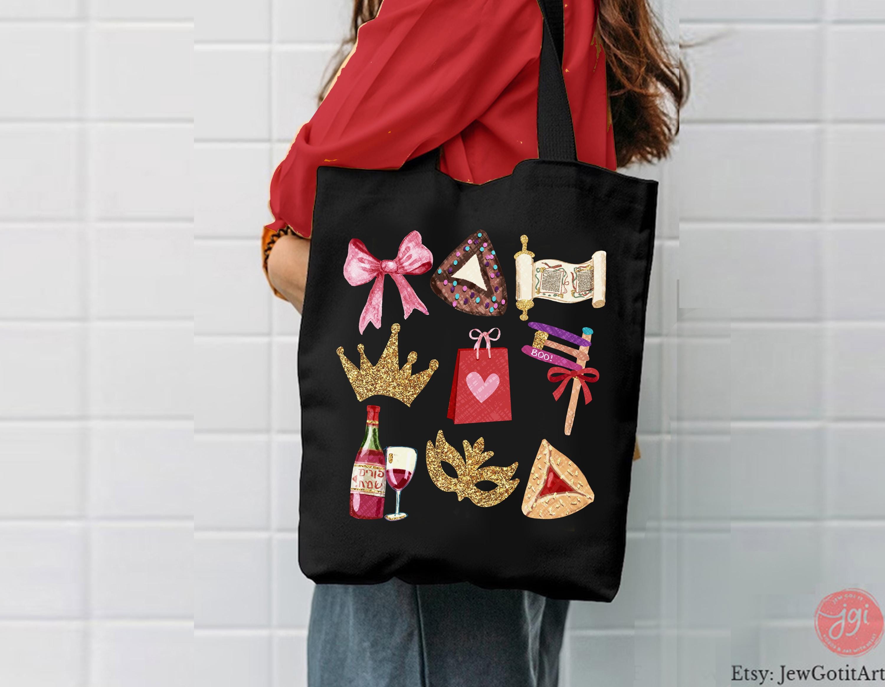 Purim Tote Bag Mishloach Manot Queen of Hearts Queen Esther Hamantaschen Jewish Gift Israeli Am Yisrael Chai Megillah Costume Purim Holiday