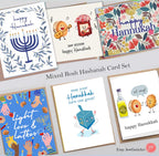 Hanukkah Cards Holiday Menorah Flower Card, Happy Hanukkah Greeting Cards Beautiful Chanukah Card Card Set Funny fun colorful Chanukah Cards