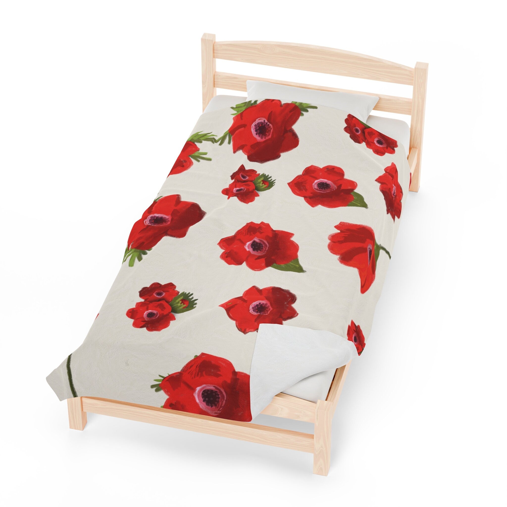 Israel Kalanit Flower Blanket Velveteen throw blankets 30x40 50x60 60x80 Art Jewish Holiday Purim Red Gifts gift flowers Israeli Artist