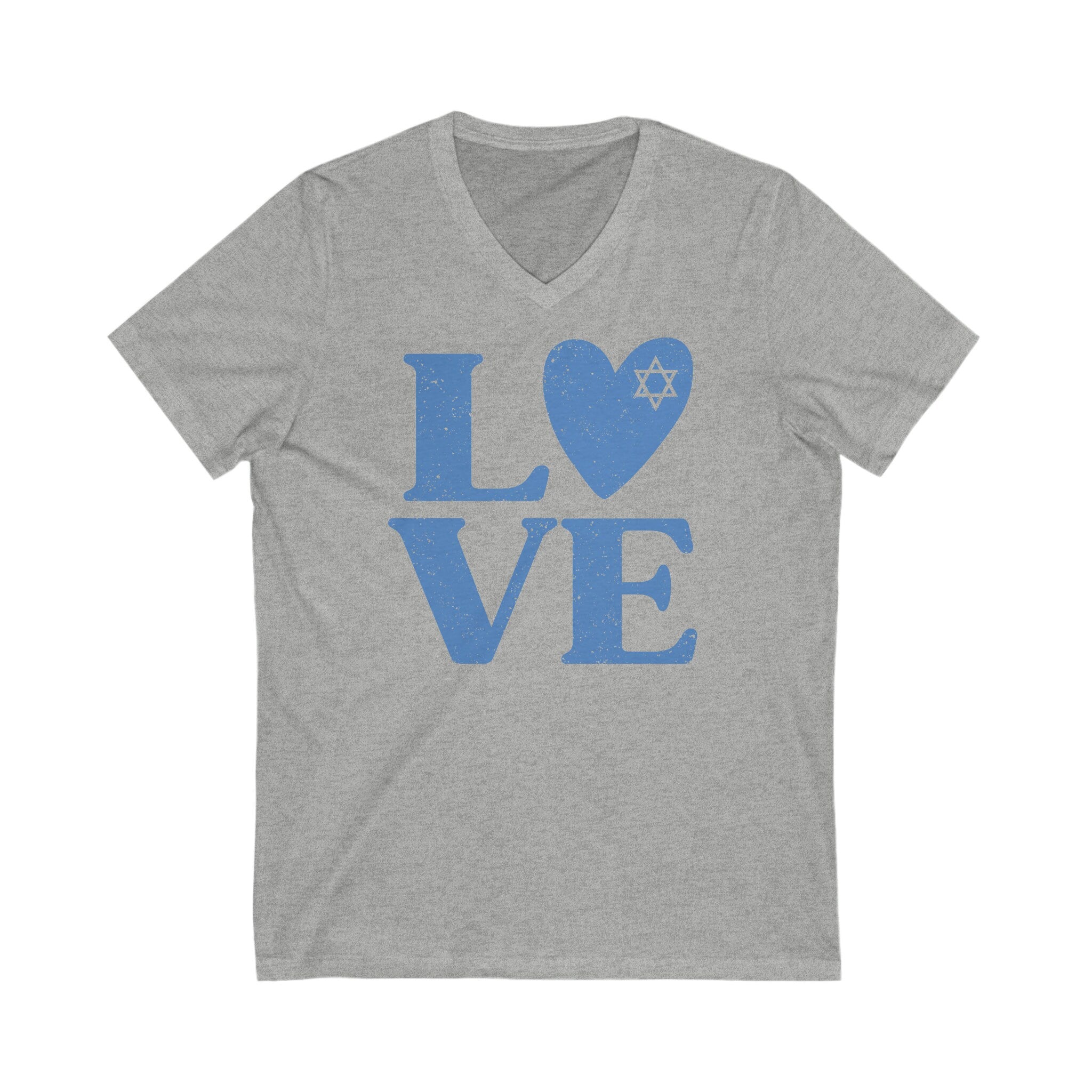 Any Design on V-Neck Tshirt, Unisex Jersey Short Sleeve V-Neck Tee, Hanukkah, hanukkah gifts, tshirt, graphic tee, Israel art, Am Yisrael