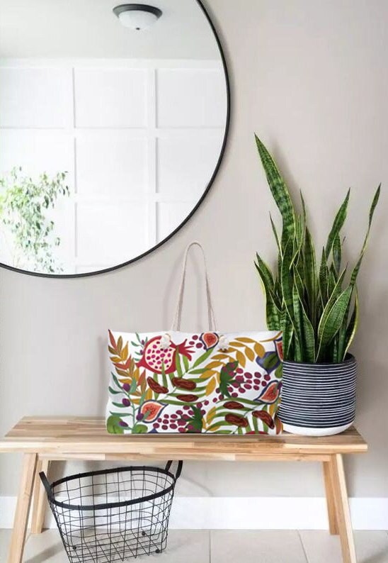 7 Species of Israel Weekender Bag Israel Art Jewish Gift Hanukkah Am Yisrael Chai Fruit bag Bag Women Weekender Tote Bag Rope Handle Tote