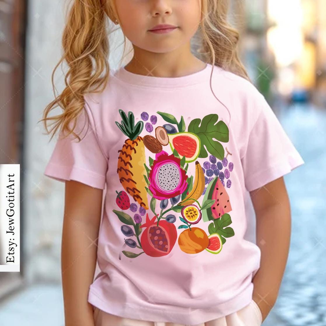 Israel Fruits Unisex Sweatshirt | Shuk Market Jerusalem Pomegranate Art Jewish Gifts & Hanukkah Gifts | Israeli Artist Fruit Art Fruits Art