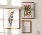 Israel Blooming Flowers Wall Art Poster Print State Israel Jewish Israel art Jewish gift Hand drawn art flower shirt Israel poster, prints