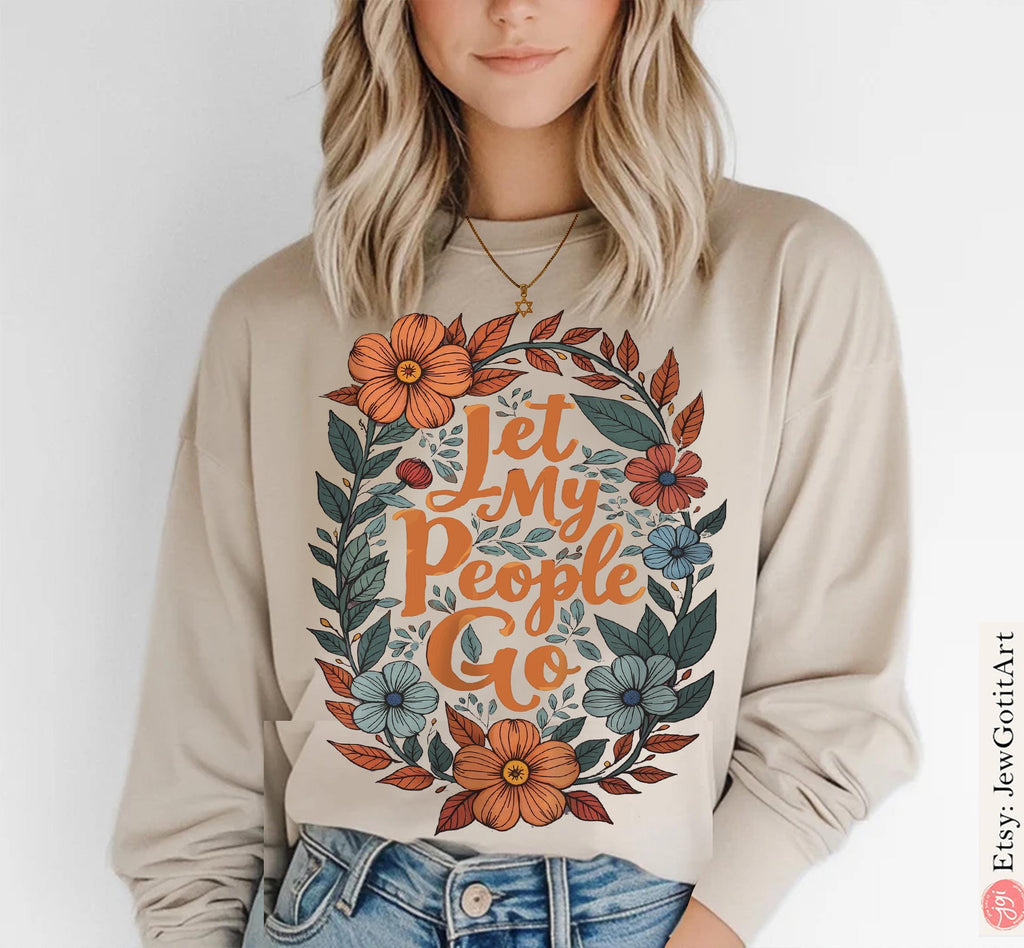 Let My People Go Passover Gift Graphic Tee Pesach Gift Jewish Israeli Artist Shirt Am Yisrael Chai Israel Art Kid T-Shirt Jewish Apparel