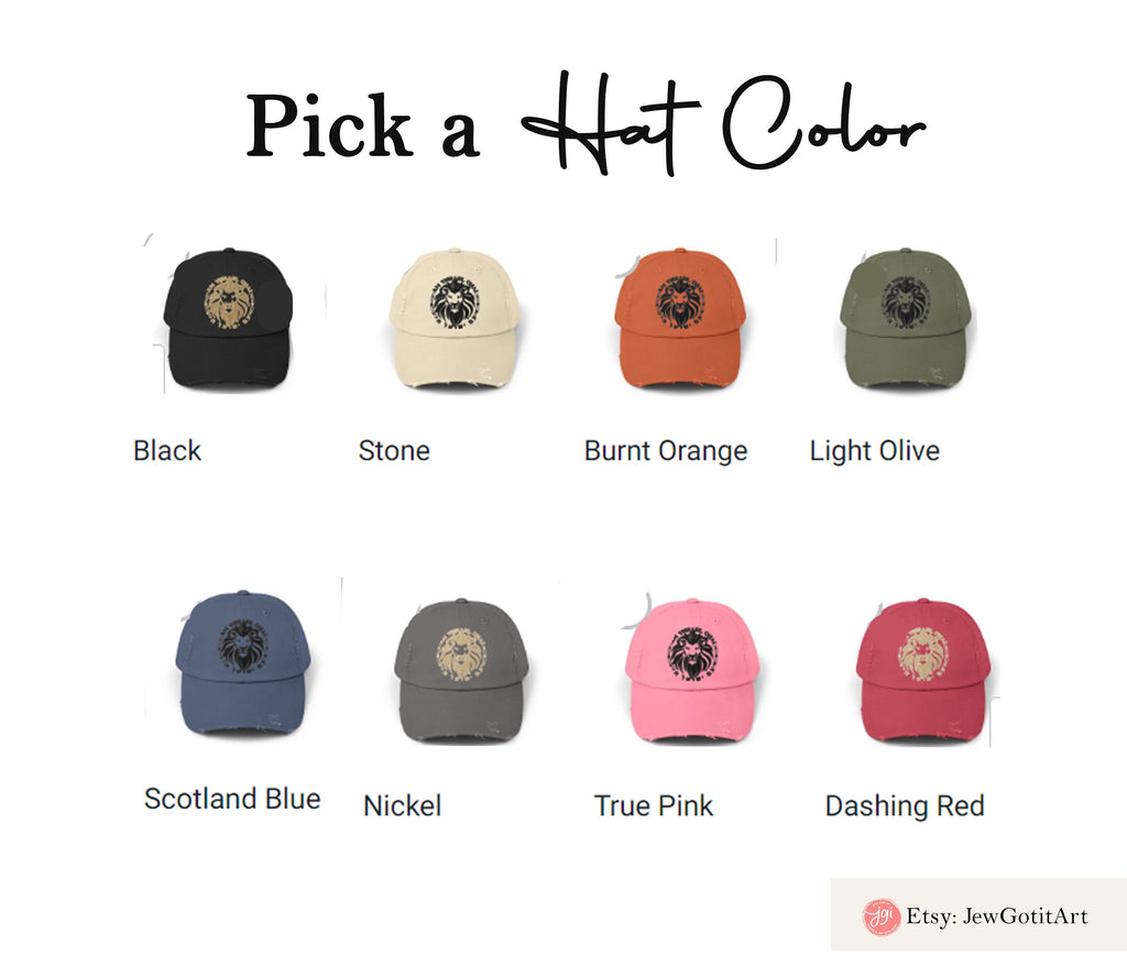 Am Yisrael Chai Hat Distressed Lion Zion Judah Israeli Artist Israel Jewish Art Holiday Hats Men women Baseball hats gift gifts Unisex Cap