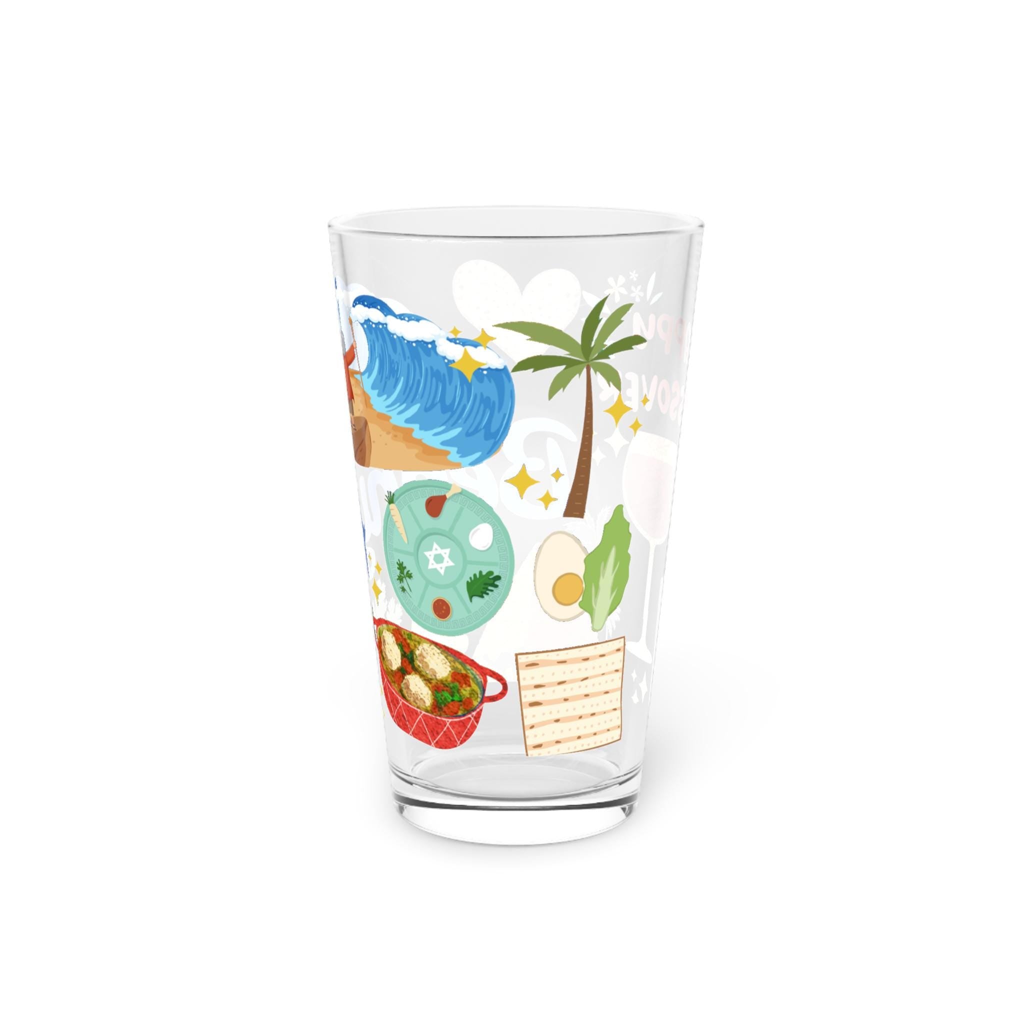 Passover Pint Glass 16oz Kids Gift Adult Jewish Holiday Drinkware Seder Table Decor Pesach Beer Mug Matzah Judaica Kitchen Gift Israel Art