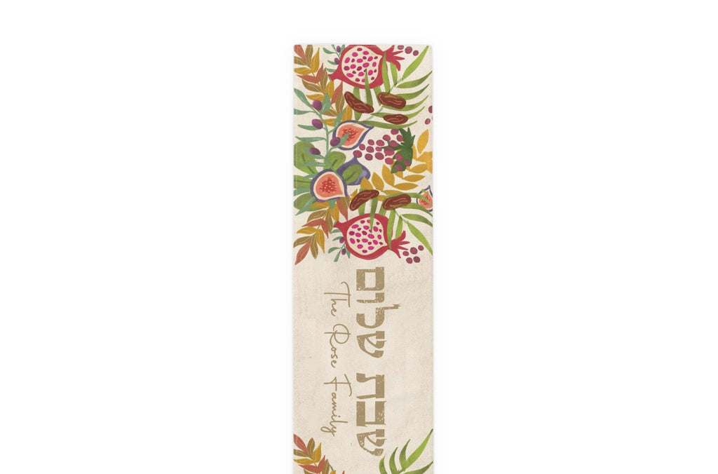 Personalized Shabbat Shalom Table Runner, Jewish gift, shabbos, Israel, 7 species of Israel, fruits flowers