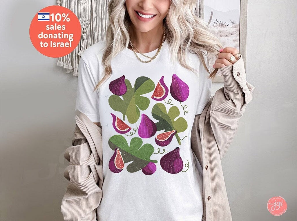 Figs Fruit of Israel Shirt Jewish tshirt  Hebrew shirt, woman t-shirt women trendy Vintage Cotton hanukkah Unisex Tee dates shirt fig leaves