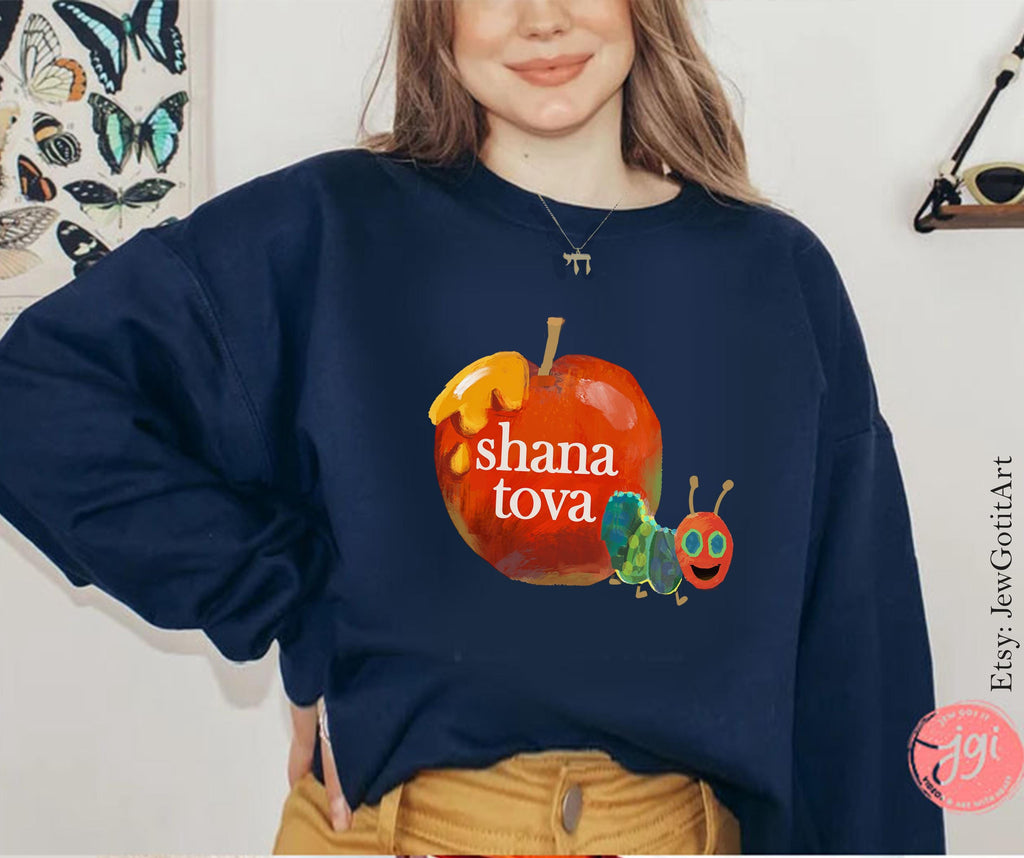 Shana Tova Toddler shirt Short Sleeve Tee Rosh Hashanah Apple Caterpillar, tshirt jewish gift Rosh hashana, kid, customized personalized gif