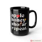 Apple Honey Shofar Repeat Mug 11oz 15oz Am Yisrael Chai, jewish art coffee cup Ceramic Mug Israel jewish gift Rosh Hashanah Gift Israeli