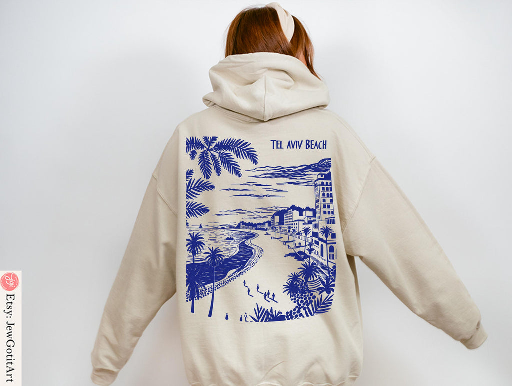 Tel Aviv Beach Shirt Israel T-Shirt Am Yisrael Chai Tee Jewish Gift Boho Hebrew Shirt Zion Tee Holy Land Palm Tree Beach Shirt Jewish Shirt