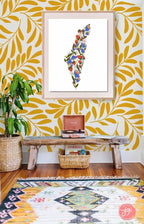 Israel Blooming Flowers Wall Art Poster Print State Israel Jewish Israel art Jewish gift Hand drawn art flower shirt Israel poster, prints