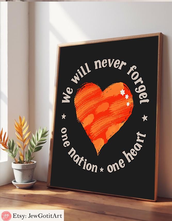 Never Again Wall Art – Jewish Digital Download – Am Yisrael Chai Poster – Israeli Artist – Never Forget Judaica – Printable Jewish Gift