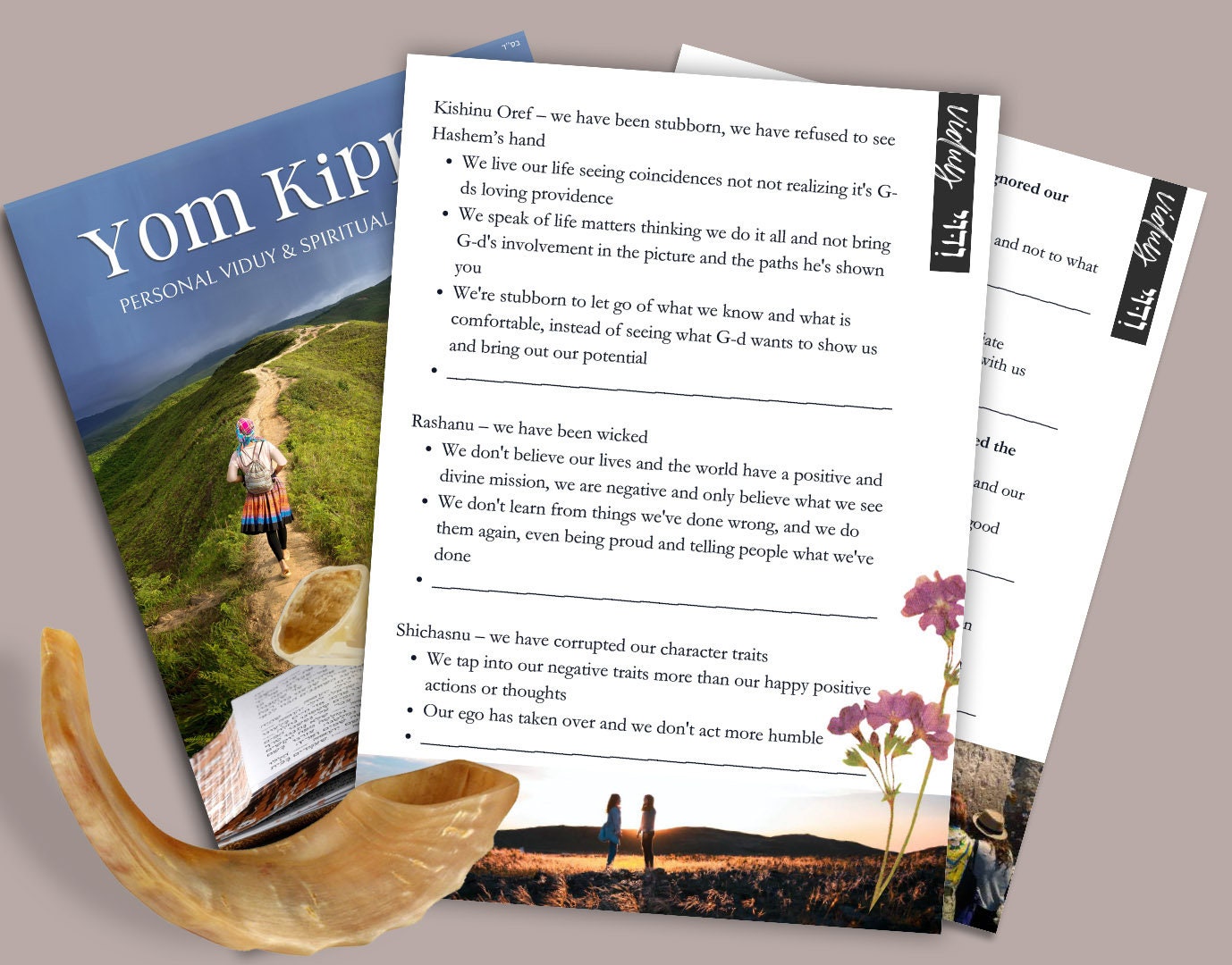 Yom Kippur Viduy, Personal Spiritual Prep fill in the blank sheet, questions, Download, shana tova, Printable, Digital, jewish holiday, gift