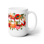 Ahava Love Flower Mug 11oz 15oz Am Yisrael Chai, jewish art coffee cup Ceramic Mug Israel, jewish gift, Proud Jew, Israelite Flowers Israeli