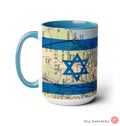 Israel Map Flag Mug Accent Coffee Mugs 11 oz red blue Am Israel Chai jewgotitart jewish gift Israelite Israeli Passover Pesach gifts 15 oz