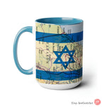 Israel Map Flag Mug Accent Coffee Mugs 11 oz red blue Am Israel Chai jewgotitart jewish gift Israelite Israeli Passover Pesach gifts 15 oz