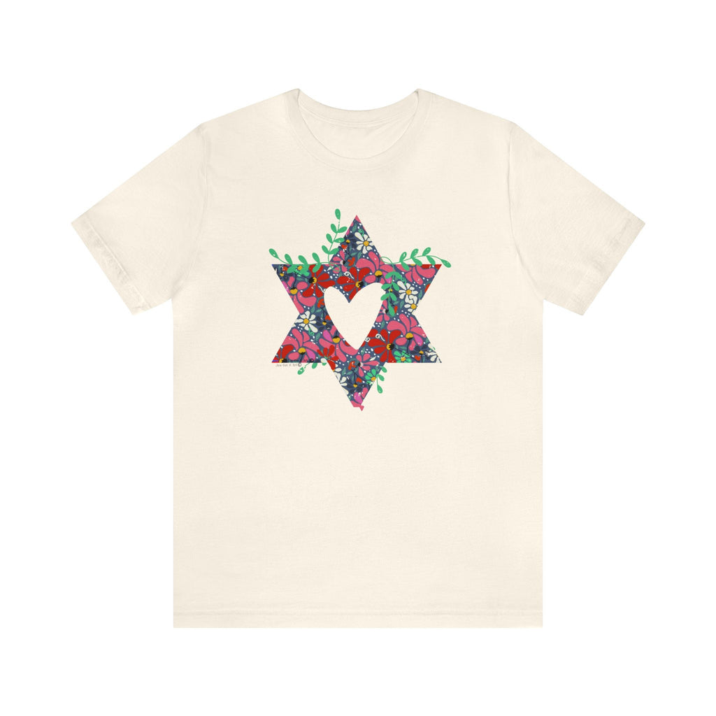 Flower Star David Shirt Unisex Jersey Short Sleeve Graphic Tee, vintage shirt, israel, art, jewish gift Israelite, Israeli Pride, Proud Jew