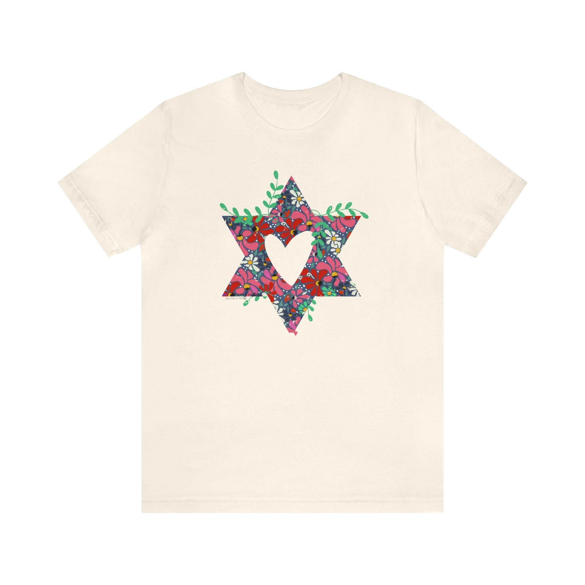 Flower Star David Shirt Unisex Jersey Short Sleeve Graphic Tee, vintage shirt, israel, art, jewish gift Israelite, Israeli Pride, Proud Jew