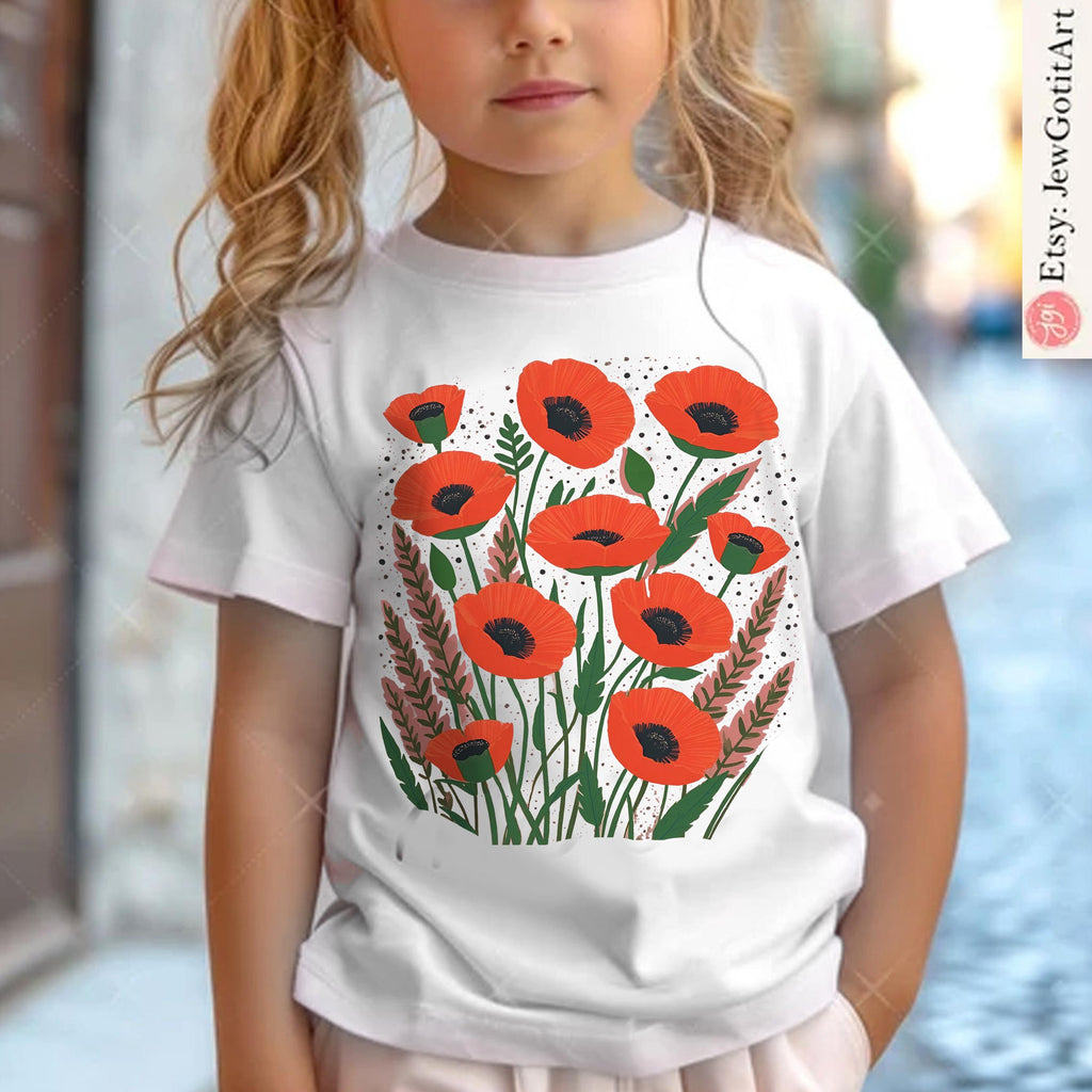 Kalanit Shirt Israel Red Poppy Flower Am Yisrael Chai T-Shirt Jewish Pride Hebrew Shirt Israel Gift Israel Art Flowers Israeli Flower Tee
