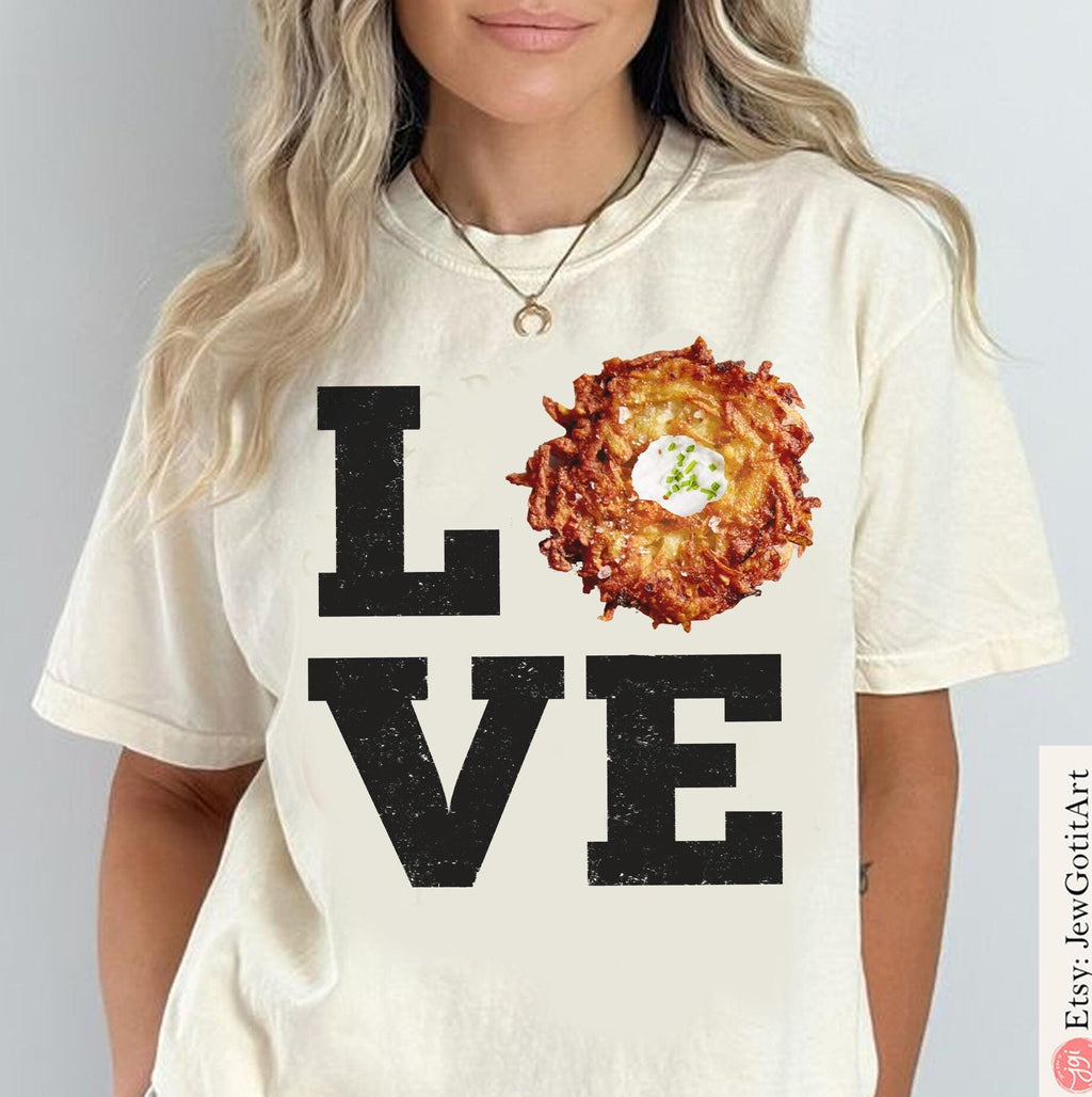 Love Latkes Hanukkah Tshirt unisex Shirt woman, man shirt, jewish gifts Israel Art Design Jewish Shirt Chanukah Israeli Artist Holiday Latke