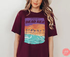 Dead Sea Israel Cotton Shirt support Israel artist Hebrew letters Jewish tshirt Jewish gifts gift for women clothing men Israel art Israeli