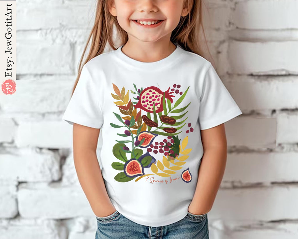 Fruits & Produce of Israel Hoodie Sweatshirt 7 species woman Shirt kid jewish gift Israel Fruit Food Shirt, Gift for her Israeli Artist