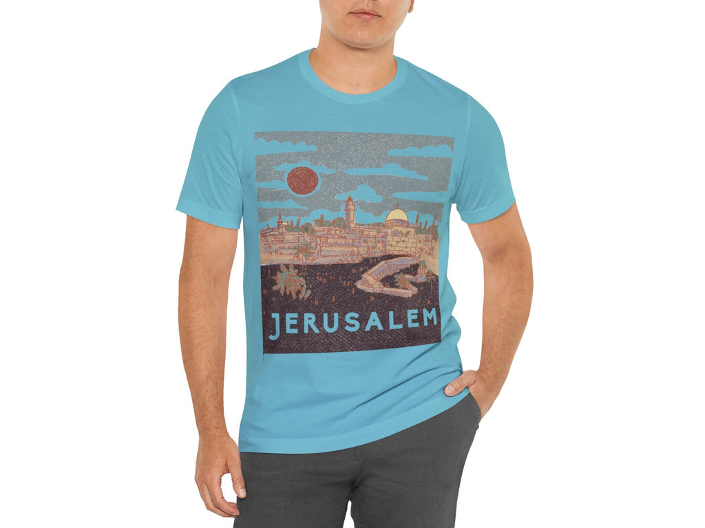 Vintage Shirt Jerusalem, hand drawn, Jewish shirt, Hebrew shirt, woman shirt, t-shirt women trendy, Vintage Inspired T-shirt, Unisex Tee