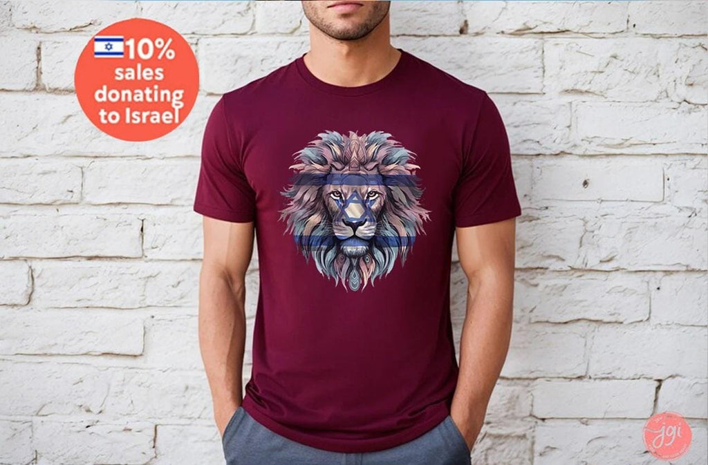 Rising Lion Shirt Israel Lion Am Yisrael Chai T-Shirt Nation Who Rises Like a Lion Jewish Pride Shirt Hebrew Shirt Israel IDF Israeli Flag