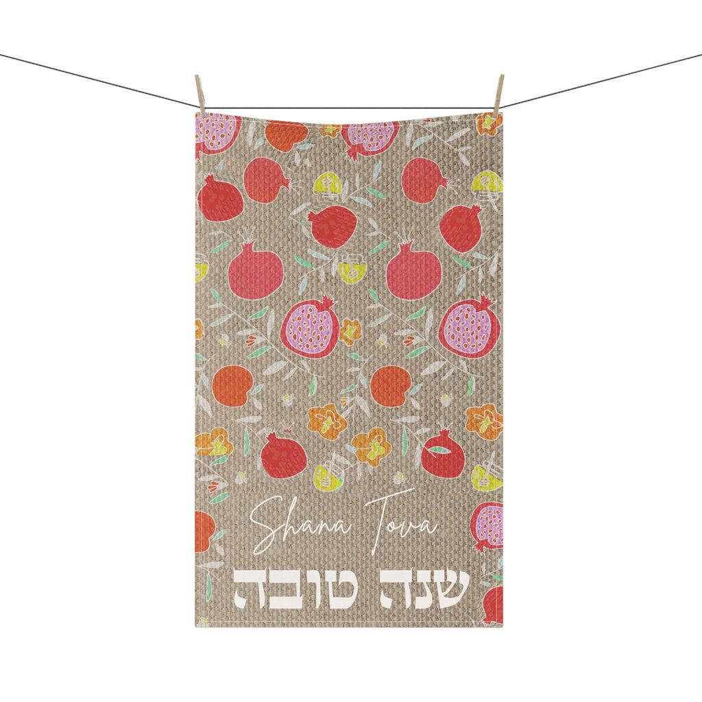 Rosh Hashanah Towel Kitchen, Shana Tova, pomegranate, apple honey, art, tea towel, cotton towel, towel design, home decor, Jewish gift