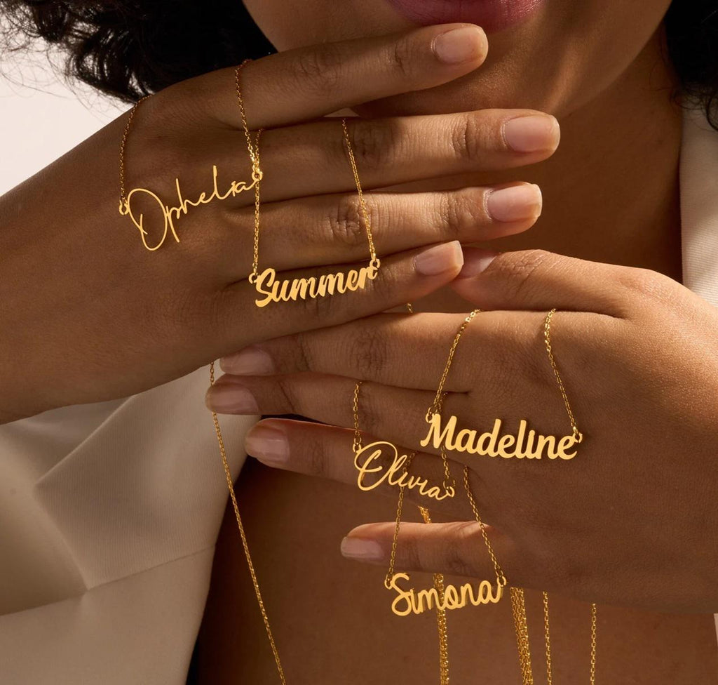 Hebrew Name Necklace Custom Necklace Personalized Jewelry Designed Israeli Artist Customizable Nameplate Necklace English Jewish Gift Her