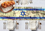 Israeli Flag Map Table Runner Decor Decoration Jewish gifts Israel gift Holiday Israeli Artist Israel State Maps Jewish Star of David