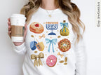 Menorah Hanukkah Sweater Coquette Bows Shirt TShirt Unisex Latke Art Sweatshirt Jewish Gift from Israeli Artist Israel Jewish Chanukah חנוכה