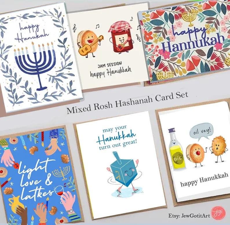 Dreidel Funny Holiday Cards Happy Hanukkah Card Dreidel, Chanukah Card Greeting Cards Holiday Card Set, Dreidel ice skater Hanukkah card set