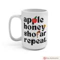 Apple Honey Shofar Repeat Mug 11oz 15oz Am Yisrael Chai, jewish art coffee cup Ceramic Mug Israel jewish gift Rosh Hashanah Gift Israeli
