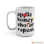 Apple Honey Shofar Repeat Mug 11oz 15oz Am Yisrael Chai, jewish art coffee cup Ceramic Mug Israel jewish gift Rosh Hashanah Gift Israeli