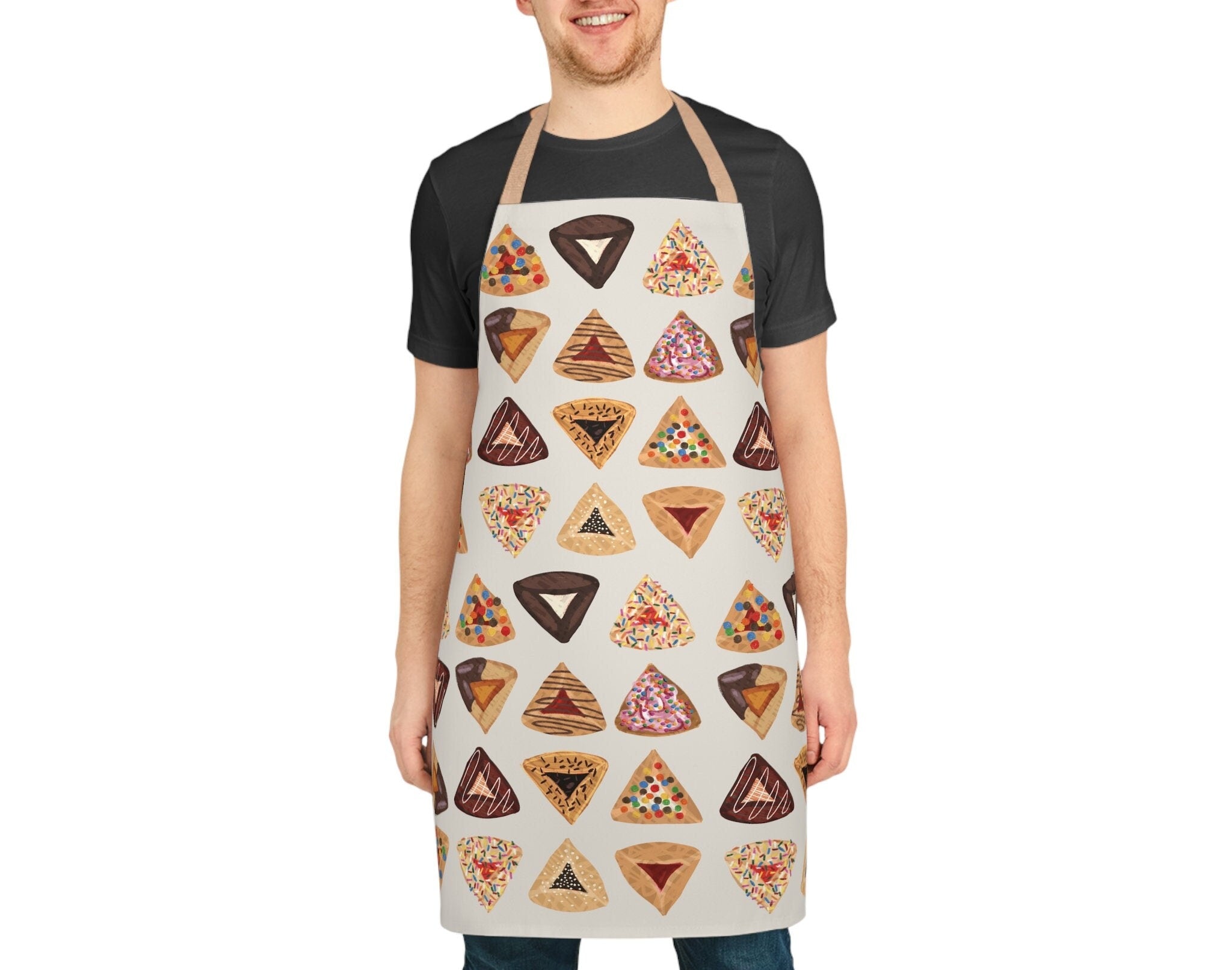 Purim Hamantaschen Apron Cookie kitchen jewish gifts israel art Mishloach Manot gifts kitchen decor apron women pattern Israeli Artist