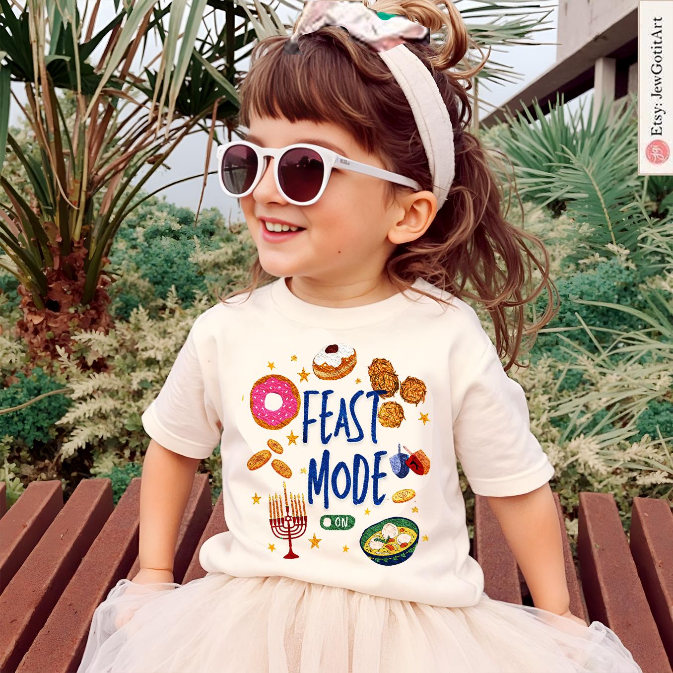 Hanukkah Shirt • Feast Mode on Latke • Donut Art Sweatshirt • Unisex Jewish Gift • Israeli Artist • Israel Chanukah חנוכה T-Shirt