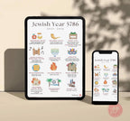 Jewish Calendar 5786 Download Printable, Art, illustrations, Year 2025 2026 Digital, Hebrew Calendar Planner, Jewish Holidays, Wall Decor